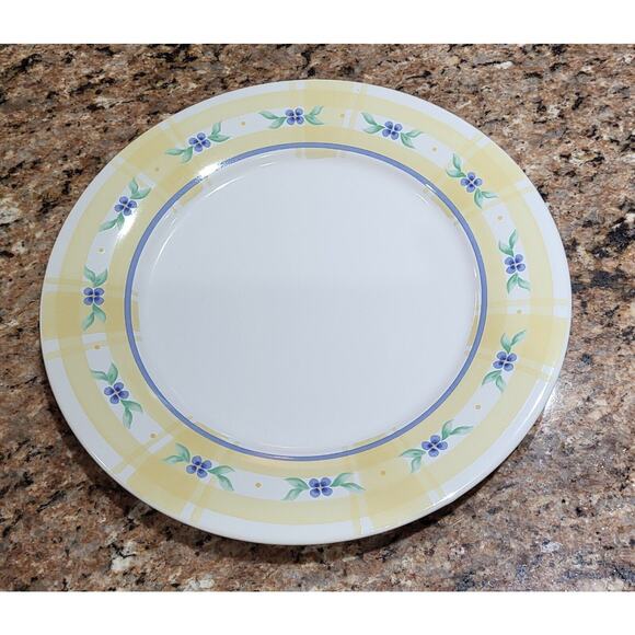 Pfaltzgraff Summer Breeze 11" Dinner Plate Yellow w/Blue Flowers Replacement - Picture 12 of 13